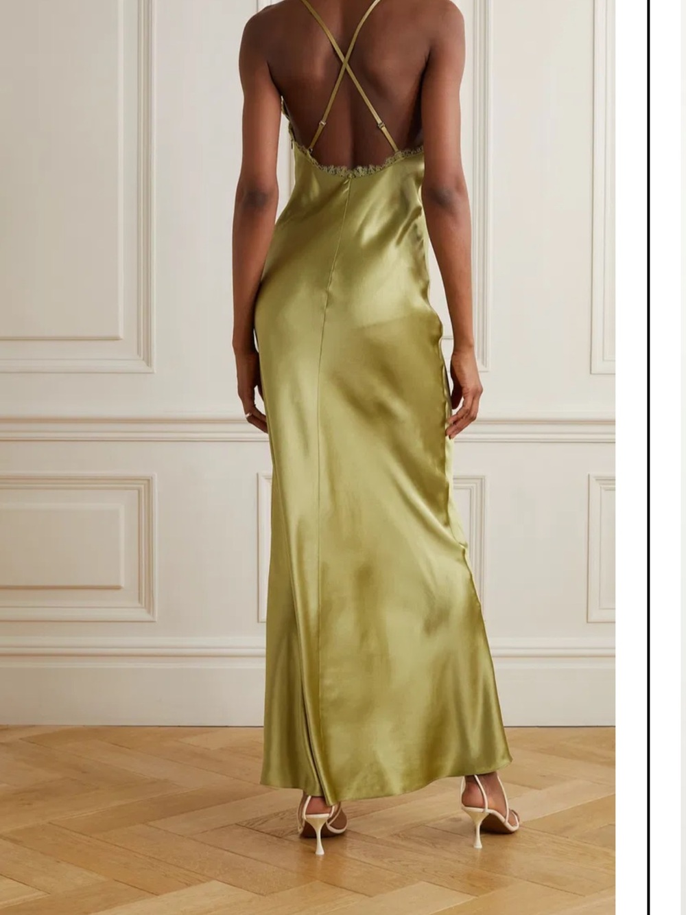 Reformation Olive Green Silk Slip Maxi Dress